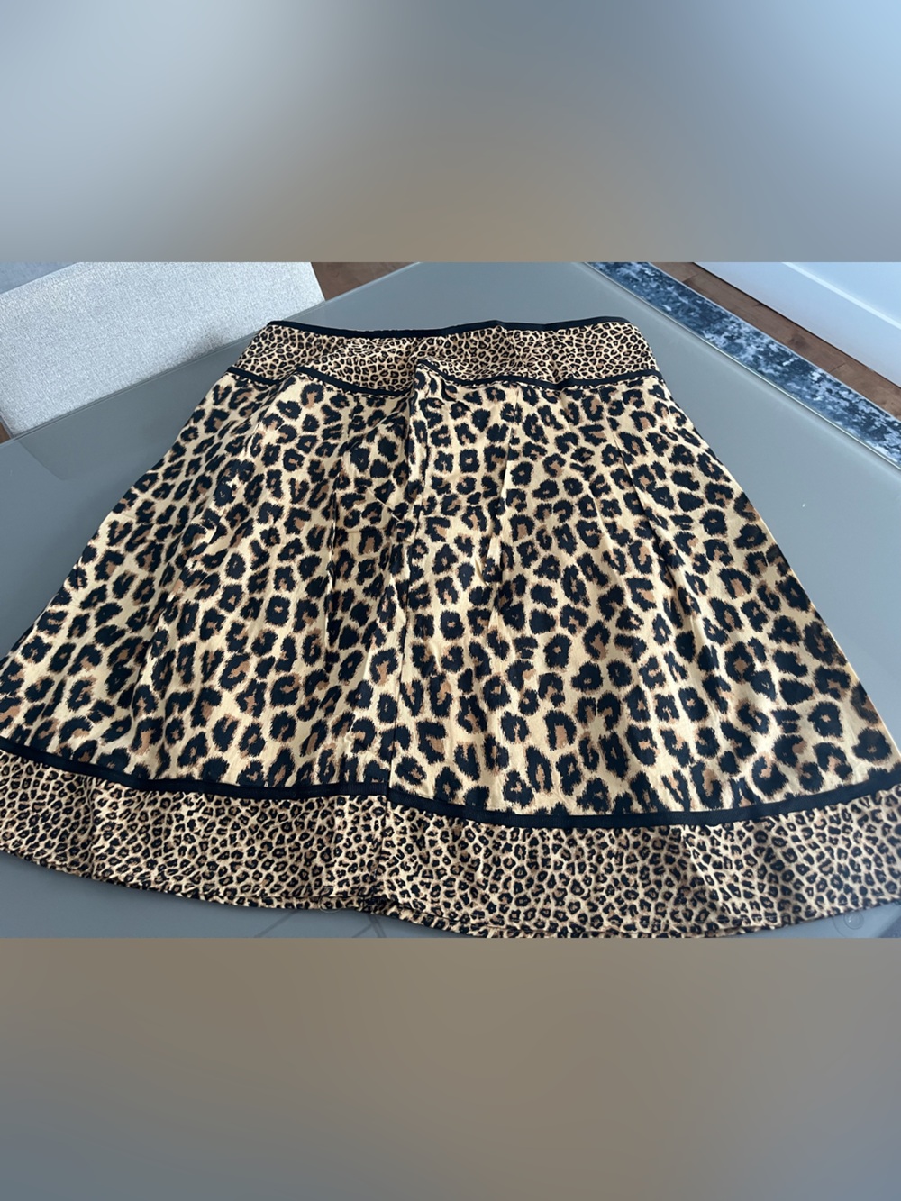 Jones New York Leopard Print Skater Skirt in Tan and Black